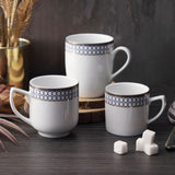 Phoenix Collection Set of 2 Milk Mugs With Circular Blue Pattern and Real Gold Plated Design
