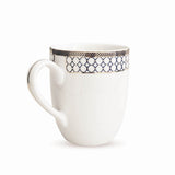 Phoenix Collection Set of 2 Milk Mugs With Circular Blue Pattern and Real Gold Plated Design