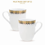 Dallas Collection Set of 2 Milk Mugs Designed With Real Gold Plated Regal Pattern