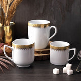 Dallas Collection Set of 2 Milk Mugs Designed With Real Gold Plated Regal Pattern