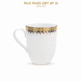 Dallas Collection Set of 2 Milk Mugs Designed With Real Gold Plated Regal Pattern
