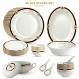 Seattle Collection 45 Pcs Dinner Set Adorned With Brown And Gold (Plated With Real Gold)