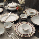 Seattle Collection 45 Pcs Dinner Set Adorned With Brown And Gold (Plated With Real Gold)