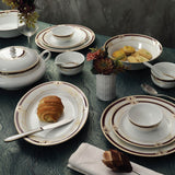 Seattle Collection 45 Pcs Dinner Set Adorned With Brown And Gold (Plated With Real Gold)