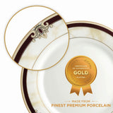 Seattle Collection 45 Pcs Dinner Set Adorned With Brown And Gold (Plated With Real Gold)