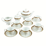 Seattle Collection 17 Pcs Tea Set Adorned With Brown And Gold (Plated With Real Gold)