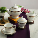 Seattle Collection 17 Pcs Tea Set Adorned With Brown And Gold (Plated With Real Gold)