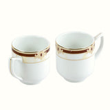Seattle Collection Set of 2 Milk Mugs Adorned With Brown And Gold (Plated With Real Gold)