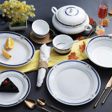 Miami Collection 45 Pcs Dinner Set With Blue And Platinum Plated Pattern