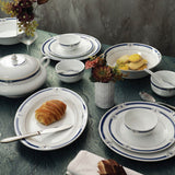 Miami Collection 45 Pcs Dinner Set With Blue And Platinum Plated Pattern