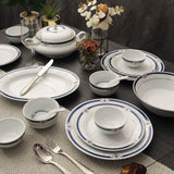 Miami Collection 45 Pcs Dinner Set With Blue And Platinum Plated Pattern