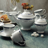 Miami Collection 17 Pcs Tea Set With Blue And Platinum Plated Pattern