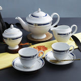 Miami Collection 17 Pcs Tea Set With Blue And Platinum Plated Pattern