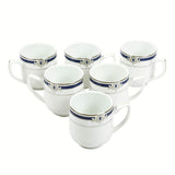 Miami Collection Set of 6 Coffee Mugs With Blue And Platinum Plated Pattern