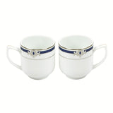 Miami Collection Set of 2 Milk Mugs With Blue And Platinum Plated Pattern