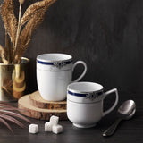 Miami Collection Set of 2 Milk Mugs With Blue And Platinum Plated Pattern