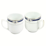 Miami Collection Set of 2 Milk Mugs With Blue And Platinum Plated Pattern