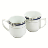 Miami Collection Set of 2 Milk Mugs With Blue And Platinum Plated Pattern