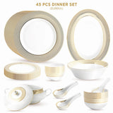 Eureka Collection 45 Pcs Dinner Set With A Geometric Pattern In Real Gold Plating