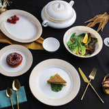 Eureka Collection 45 Pcs Dinner Set With A Geometric Pattern In Real Gold Plating