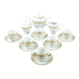 Eureka Collection 17 Pcs Tea Set With A Geometric Pattern In Real Gold Plating