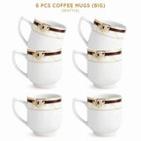 Seattle Collection Set of 6 Coffee Mugs Adorned With Brown And Gold (Plated With Real Gold)