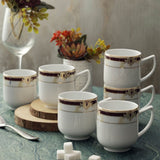 Seattle Collection Set of 6 Coffee Mugs Adorned With Brown And Gold (Plated With Real Gold)
