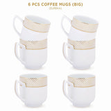 Eureka Collection Set of 6 Coffee Mugs With A Geometric Pattern In Real Gold Plating