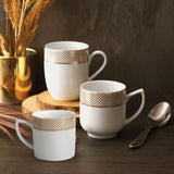 Eureka Collection Set of 6 Coffee Mugs With A Geometric Pattern In Real Gold Plating