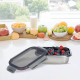SQUARE STAINLESS STEEL FOOD CONTAINER WITH CLASSIC PP LID 316 STAINLESS STEEL