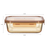 RECTANGLE GLASS FOOD CONTAINER WITH PP LID AMBER GLASS