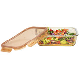 RECTANGLE GLASS FOOD CONTAINER WITH PP LID AMBER GLASS