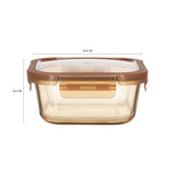 SQURE GLASS FOOD CONTAINER WITH PP LID AMBER GLASS