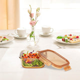 SQURE GLASS FOOD CONTAINER WITH PP LID AMBER GLASS