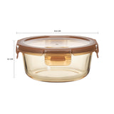 ROUND GLASS FOOD CONTAINER WITH PP LID AMBER GLASS