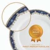Aurora Collection 45 Pcs Dinner Set | Elegant Floral Pattern In Royal Blue With Real Gold Plated Premium Porcelain