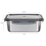 RECTANGLE STAINLESS STEEL FOOD CONTAINER WITH CLASSIC PP LID 316 STAINLESS STEEL