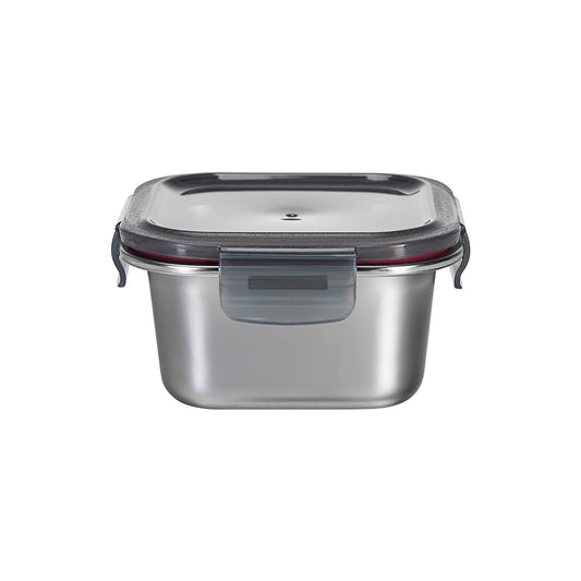 SQUARE STAINLESS STEEL FOOD CONTAINER WITH CLASSIC PP LID 316 STAINLESS STEEL