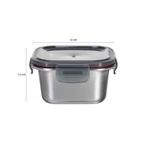 SQUARE STAINLESS STEEL FOOD CONTAINER WITH CLASSIC PP LID 316 STAINLESS STEEL