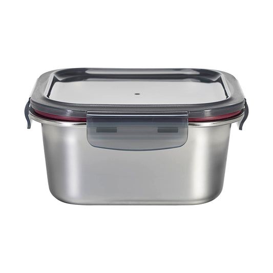 SQUARE STAINLESS STEEL FOOD CONTAINER WITH CLASSIC PP LID 316 STAINLESS STEEL