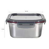 SQUARE STAINLESS STEEL FOOD CONTAINER WITH CLASSIC PP LID 316 STAINLESS STEEL