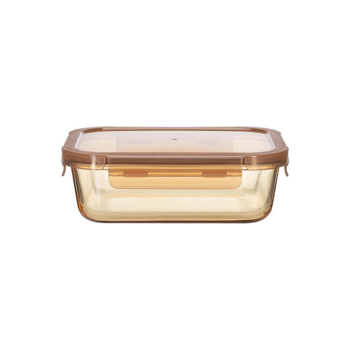 Rectangle Glass Food Container with PP Lid Amber Glass