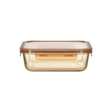 Rectangle Glass Food Container with PP Lid Amber Glass