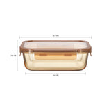 Rectangle Glass Food Container with PP Lid Amber Glass