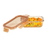 Rectangle Glass Food Container with PP Lid Amber Glass