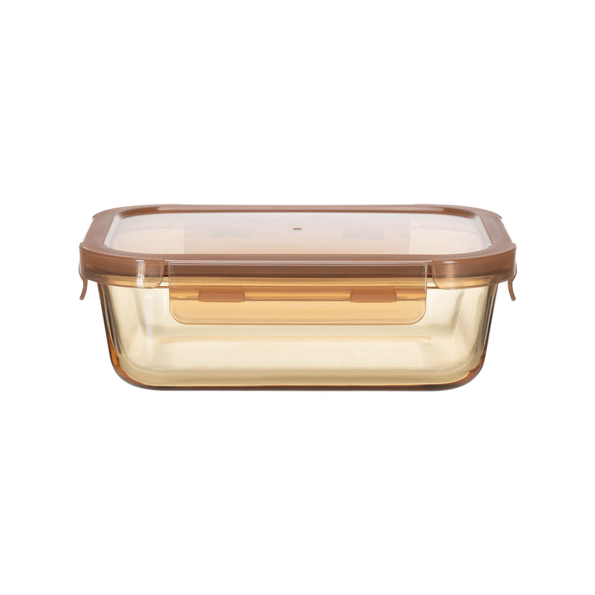 Rectangle Glass Food Container With Pp Lid Amber Glass