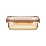Rectangle Glass Food Container With Pp Lid Amber Glass