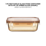 Rectangle Glass Food Container With Pp Lid Amber Glass