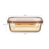 Rectangle Glass Food Container With Pp Lid Amber Glass