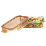 Rectangle Glass Food Container With Pp Lid Amber Glass